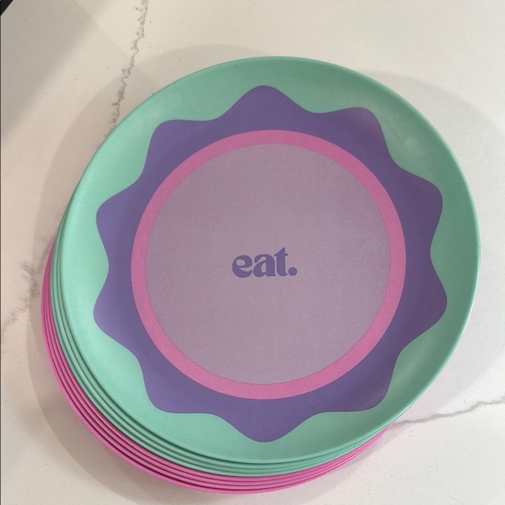 Colorful Plate Set with 'Eat' Design - Picture 2 of 13